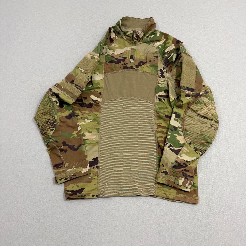 Army Combat Shirt Flame Resistant 1/4 Zip Men's Medium Green Brown OCP Camo